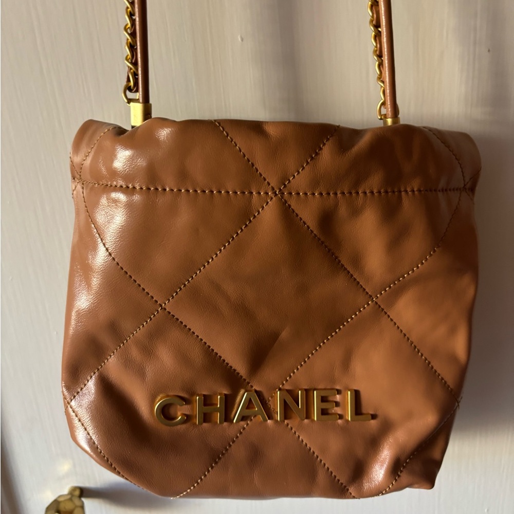 CC Tan Quilted Leather Bag